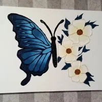 تابلو دکوراتیو برجسته گل و پروانه