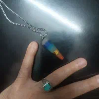 گردنبند هفت چاکرا سنگ طبیعی انگشترنقره فیروزه اصلی