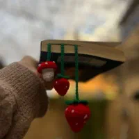 بوکمارک دست بافت قارچ و توت فرنگی