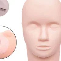 سر مانکن سلیکونی ، تمرین کاشت مژه و میکاپ