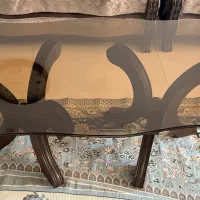 میز(جلو مبلی)چوب و شیشه