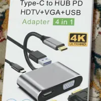 کابل تبدیل type-C to hub PD HDTV + VGA + USB