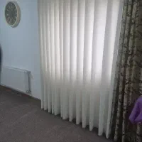 سه عدد پرده حریر با شال قهوه ای