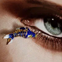 اکسسوری آنتیک. مینا ماهی مدال گردنی .‌