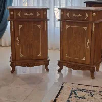 کنسول چوبی کنار مبلی برنز کوب