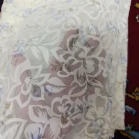 چادر مخمل سفیدطرح دار نازک
