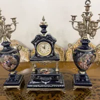شمعدان و ساعت انتیک و برنزی ایتالیایی