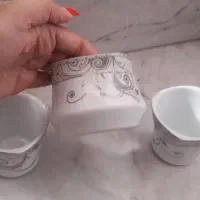 یک دست فنجون چایخوری ۶تایی چینی با یک عدد قندون