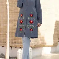 مانتو لینن کوناه گلدوزی بهاره