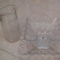 ظرف میوه  و پارچ و ۱۶ عدد لیوان کریستال