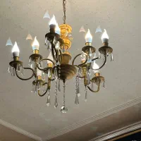 لوستر ۵ شاخه( ده لامپه) روکش طلا