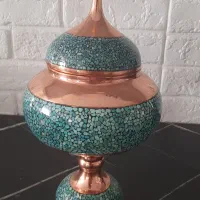 شکلات خوری مس  فیروزه اصل با ظروف پذیرایی زیر قیمت