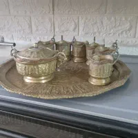 گیره استکان به همراه سینی و قندان