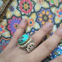 انگشتر نقره فیروزه ی نیشابور(رکاب دست ساز)