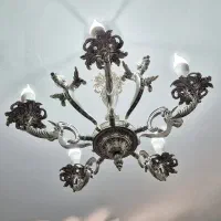 لوستر برنز ۵ شاخه طرح فرشته آبکاری نقره