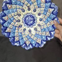 بشقاب دکوری دیوار کوب لعابی قلم کاری