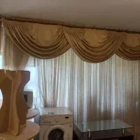 پرده تور با والان ودستک وچوب پرده طلایی