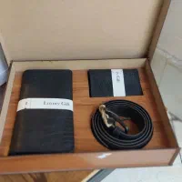 ست کیف و کمربند و جاکارتی چرم طبیعی گاوی