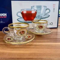 ست چایخوری گل رز لب طلا
