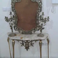 آینه و شمعدان برنز اصل قدیمی خیلی سنگین