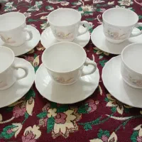 فنجان و نعلبکی فرانسه دورالکس‌ دیگ استیل ۸نفره