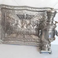 سماورزغالی سینی قلمکاری ورشو عتیقه