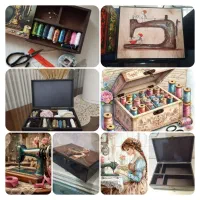 جعبه چوبی خیاطی