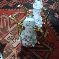 دوجفت گلاب پاش وقندان گل برجسته