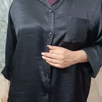 شومیز تک جیب آستین سه ربع مشکی و سرمه ای عمده