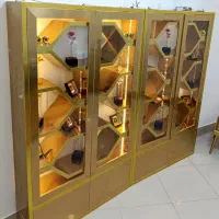 دکور و ویترین ایستاده هایگلاس طلایی مشابه نو(چکی)