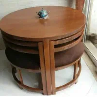 میز ناهارخوری کم جا ۴ نفره صفحه گرد محکم