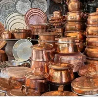 فروش قابلمه و تابه مسی و تعدادی مجسمه برنج
