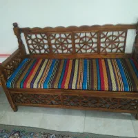مبل سنتی تمام چوب 3نفره میز جلو مبلی چوب