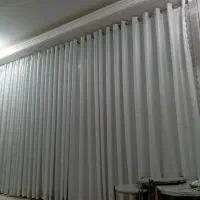 پرده حریر کرپ تمام شاین و دوعددپنل حاشیه نگین کاری