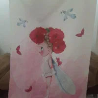 پرده شید رول کودک طرح فرشته با لوستر ست با چراغ