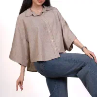 شومیز پارچه نخی خنک ، کولر دار عمده و تک