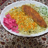 سبزی پلو با ماهی پخت  خانگی