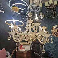 لوستر شانزده لامپ با لاله و گریستال/کد پنج