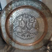 سینی مسی قدیمی 1کیلووگلدان برنجی وزن 1/700