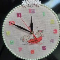 ساعت دیواری دست‌ساز شماره دوزی