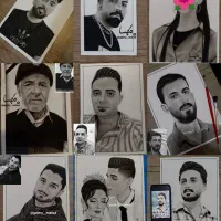 نقاشی چهره سیاه قلم (کادو هدیه جهیزیه تابلو تولد)