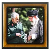 قاب عکس سرامیکی شهید سید علی خامنه ای با حاج قاسم