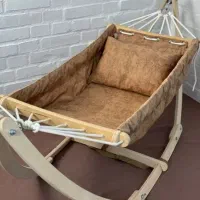گهواره چوبی ۱۶ طناب‌ با تشک وبالش خرید از تولیدی ت
