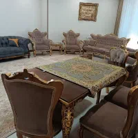 مبل سلطنتی با میز غذاخوری طلایی