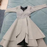 لباس مجلسی کوتاه لمه نقره ای