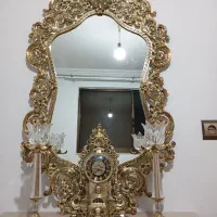 میز و آینه و شمعدان عروس برنجی