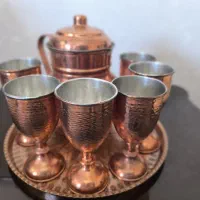 سرویس پارچ و لیوان با سینی مسی