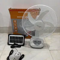 پنکه پاوربانکی شارژی و برقی ۱۴اینچی با پنل خورشیدی