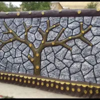 سیمان کاری طرح سنگ چوب رنگ آمیزی نرده