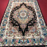 جفت فرش ۶ متری تبریز خطیبی چله ابریشم حاشیه ابریشم